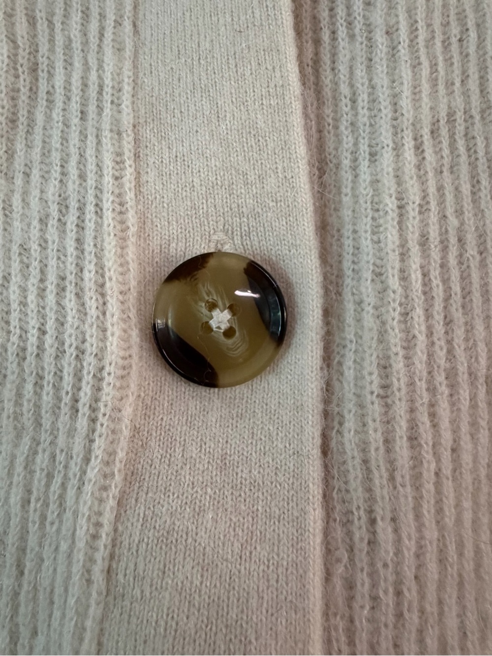 Quince Cream Ribbed V-Neck Button-Front Cardigan - Picture 5 of 10